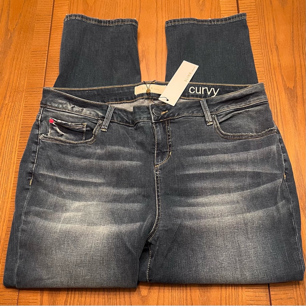 SLINK JEANS Anna High-Rise Curvy Stretch‎ Ankle Jeans in Medium Wash Size 18 NEW